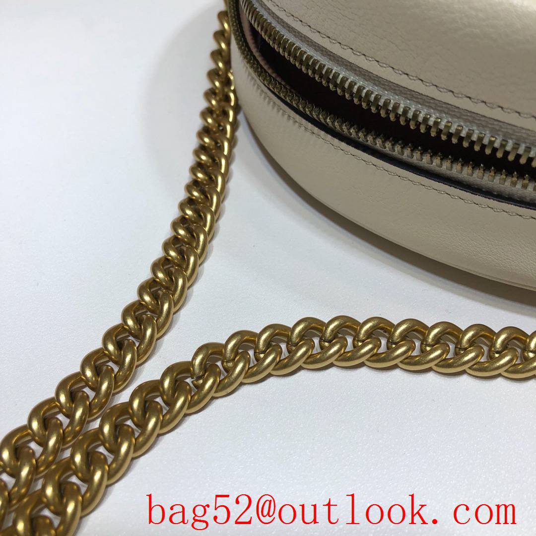 Gucci Marmont mini small GG Round cream Leather Shoulder chain Bag