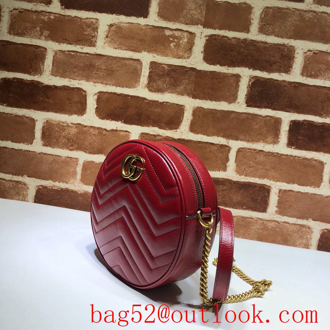 Gucci Marmont mini small GG Round wine Leather Shoulder chain Bag