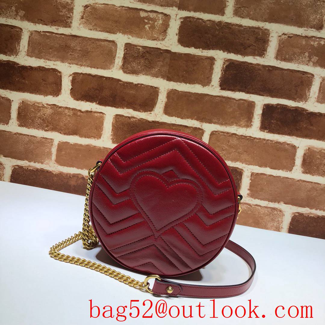 Gucci Marmont mini small GG Round wine Leather Shoulder chain Bag