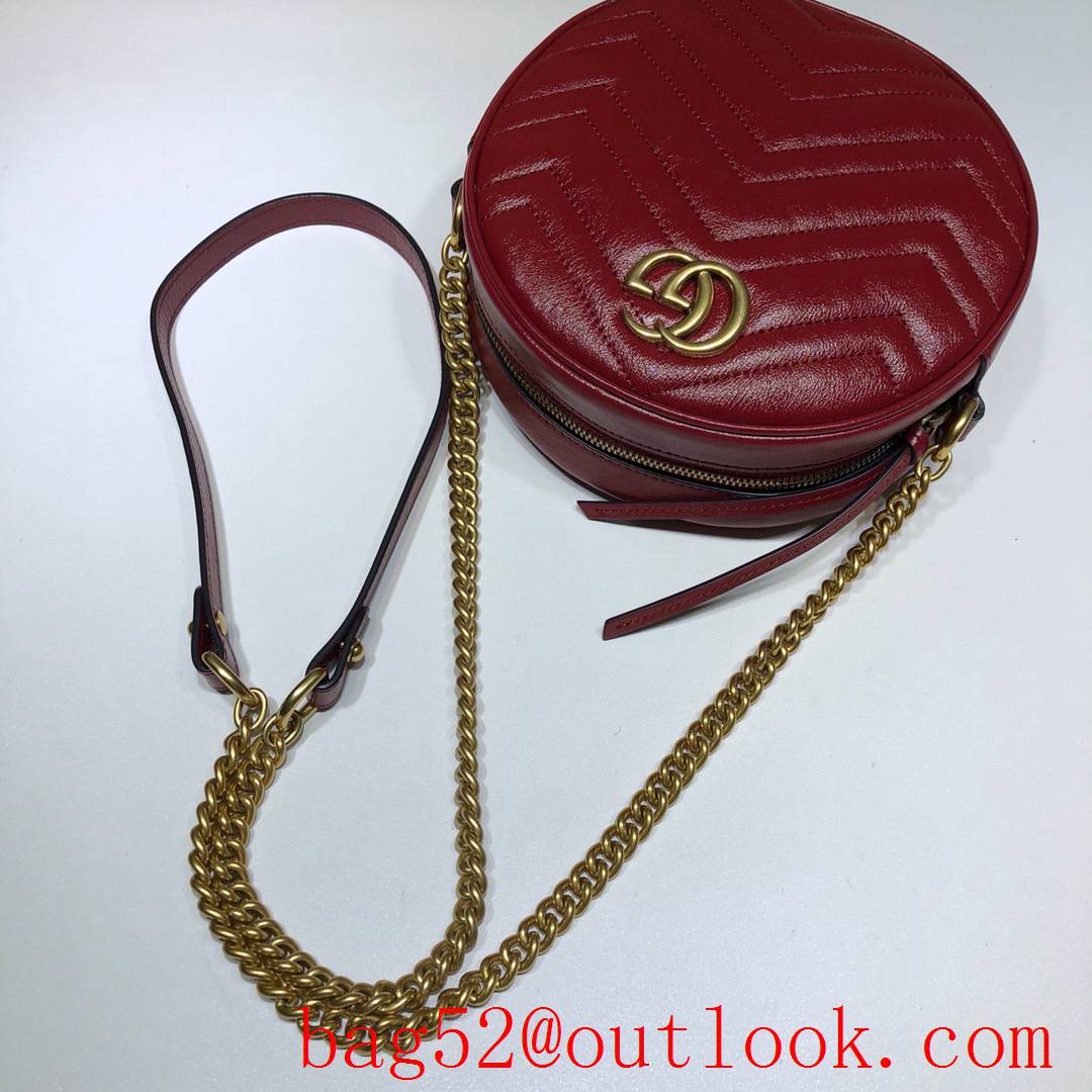 Gucci Marmont mini small GG Round wine Leather Shoulder chain Bag