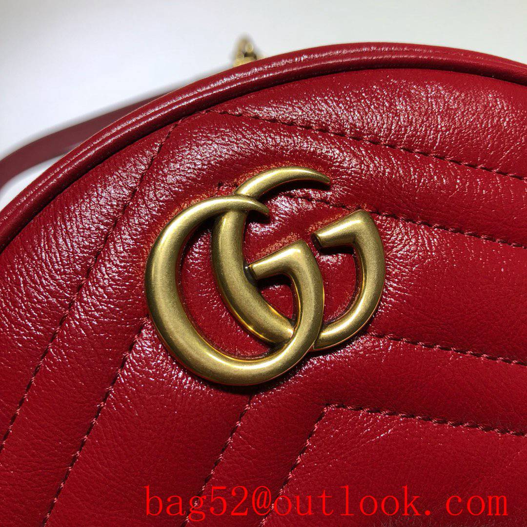 Gucci Marmont mini small GG Round wine Leather Shoulder chain Bag