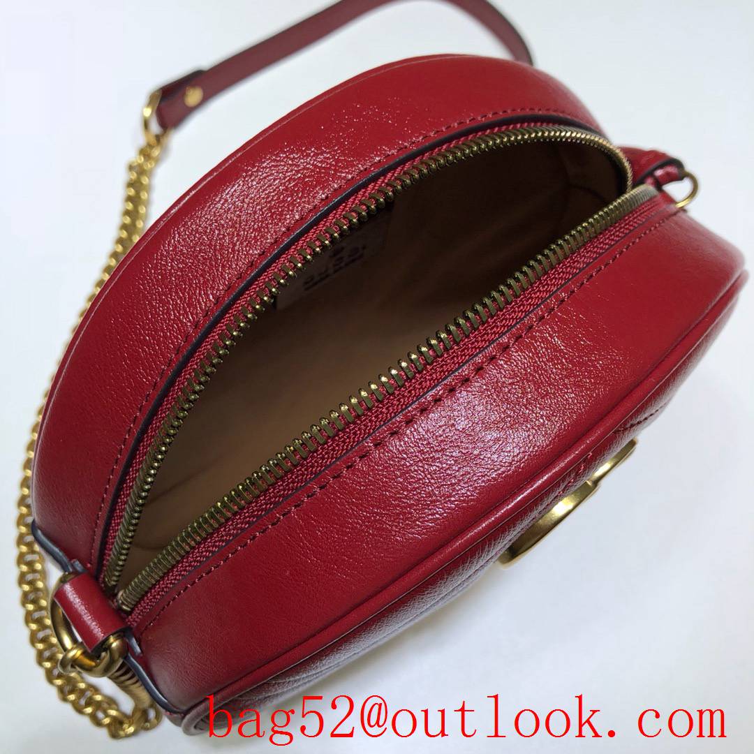 Gucci Marmont mini small GG Round wine Leather Shoulder chain Bag