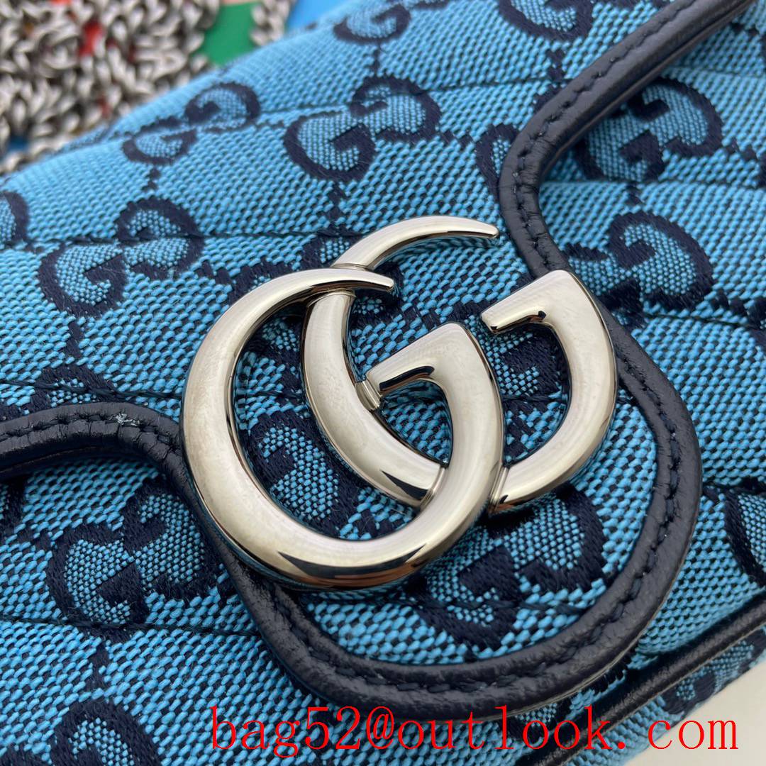 Gucci GG Marmont chain Super Mini Canvas blue Shoulder Bag purse