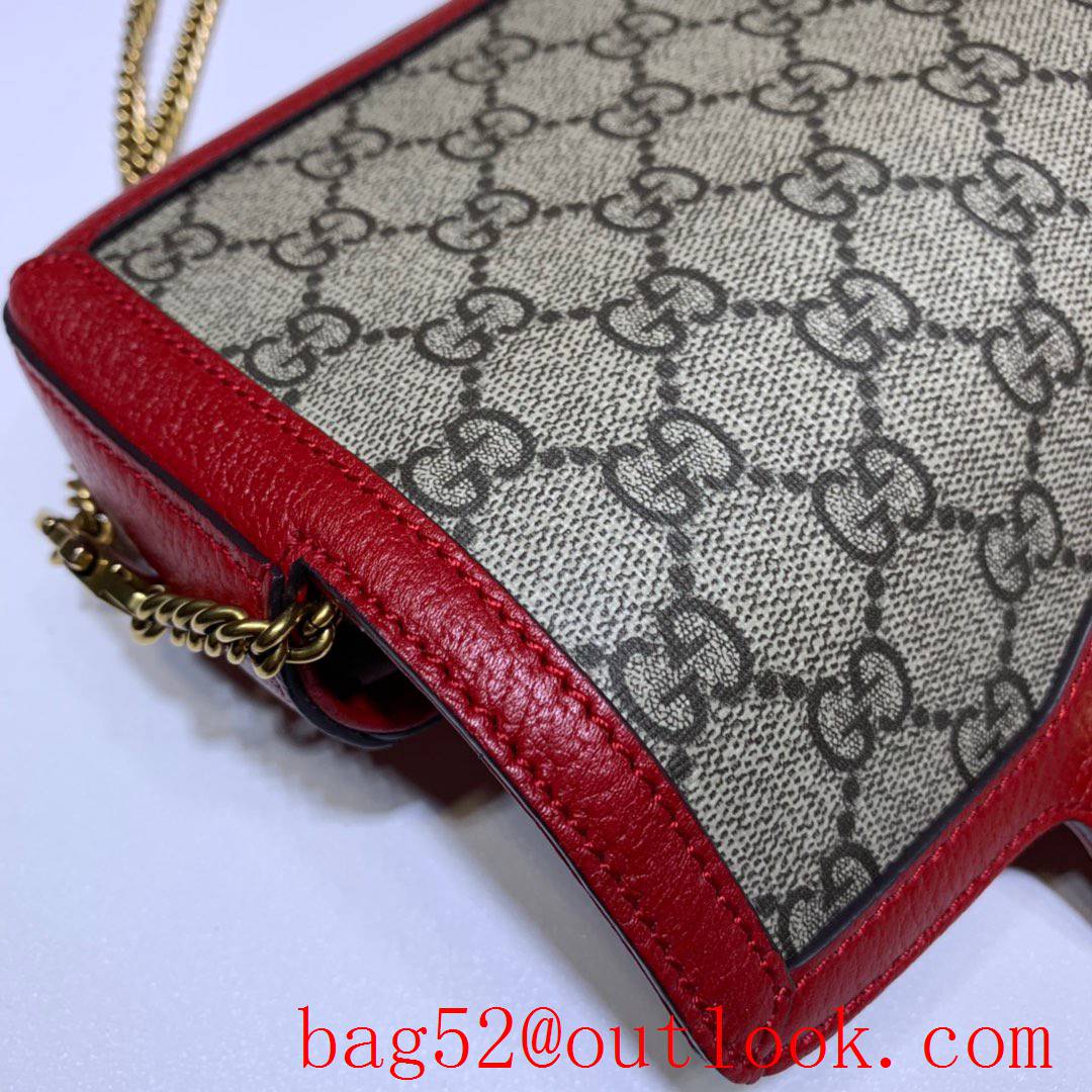 Gucci GG Marmont Mini Super red Leather-trimmed Canvas Bag purse