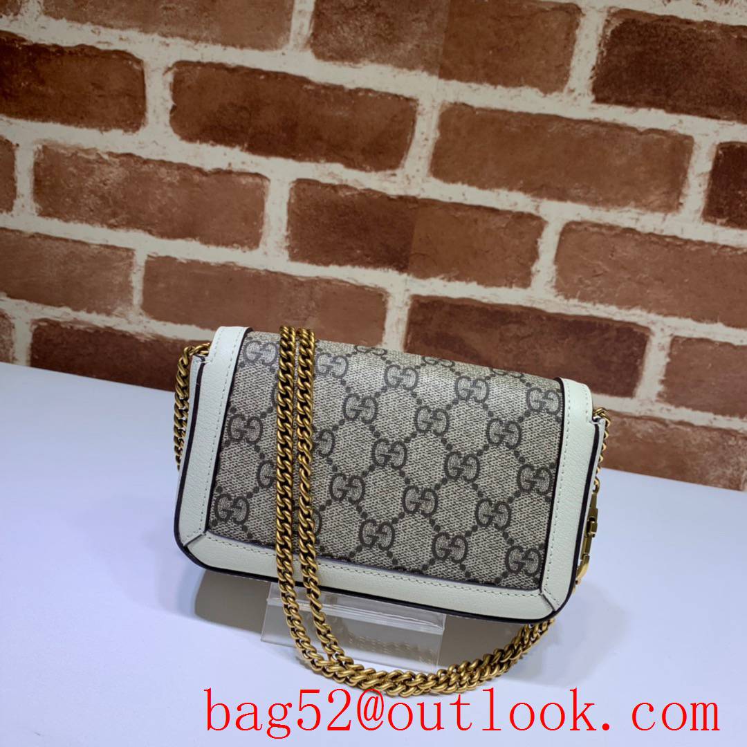 Gucci GG Marmont small Super Mini Leather-trimmed Canvas Bag 476433 Cream