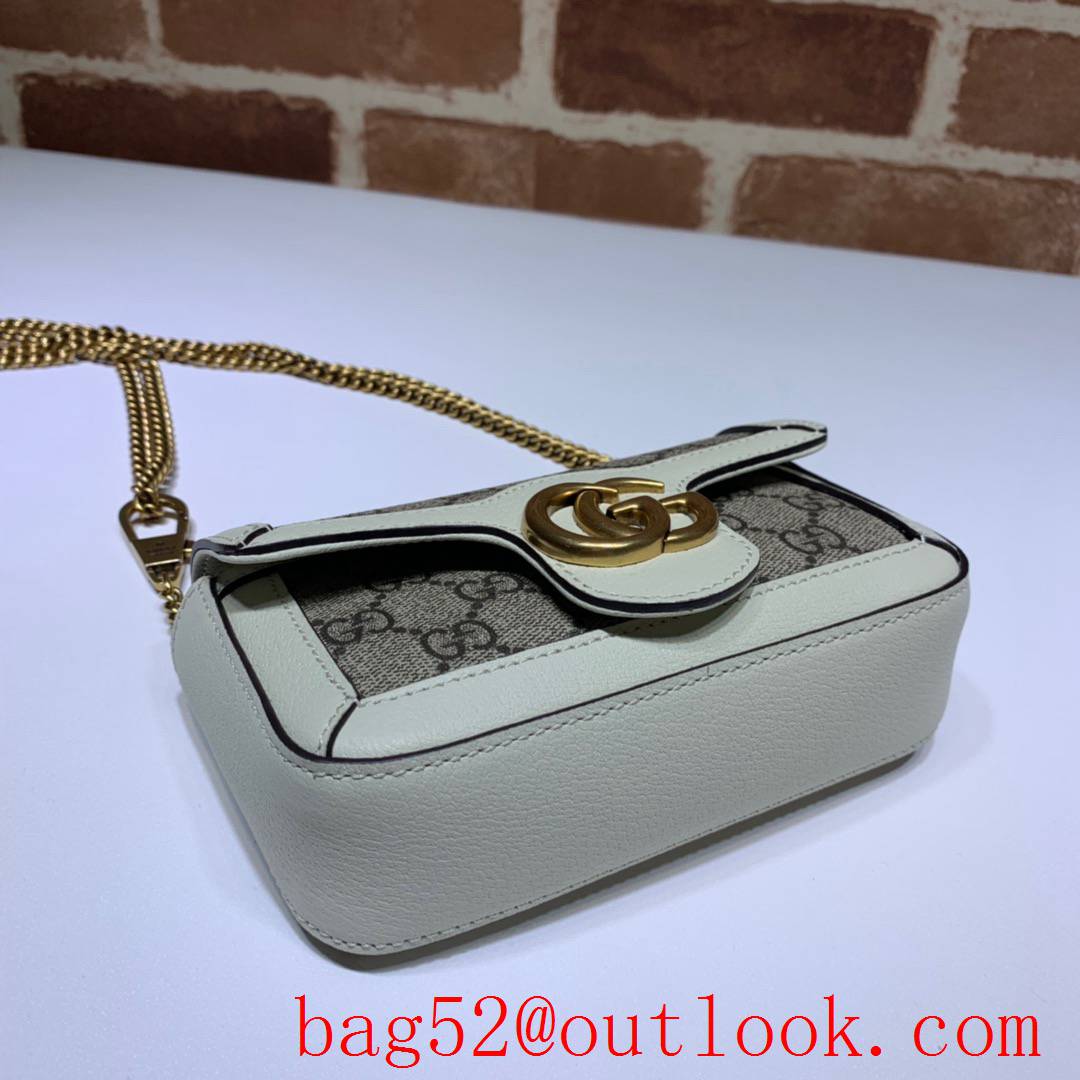 Gucci GG Marmont small Super Mini Leather-trimmed Canvas Bag 476433 Cream