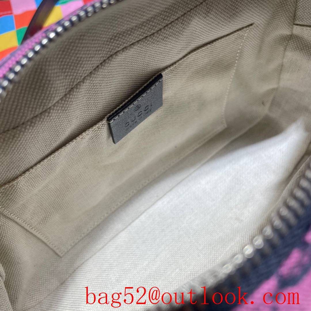 Gucci GG Marmont red tri-color Canvas chain zipper Shoulder Bag purse