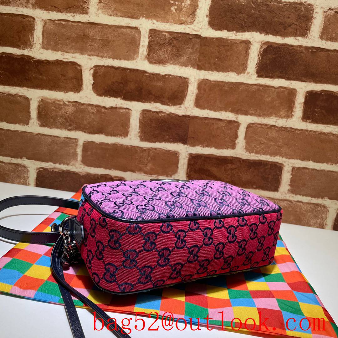 Gucci GG Marmont pink tri-color Canvas chain zipper Shoulder Bag purse