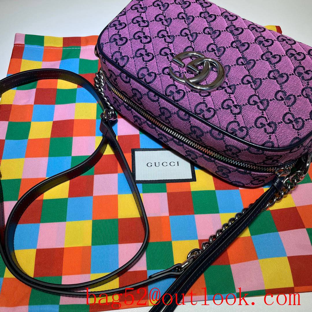 Gucci GG Marmont purple small Canvas chain Shoulder Bag purse