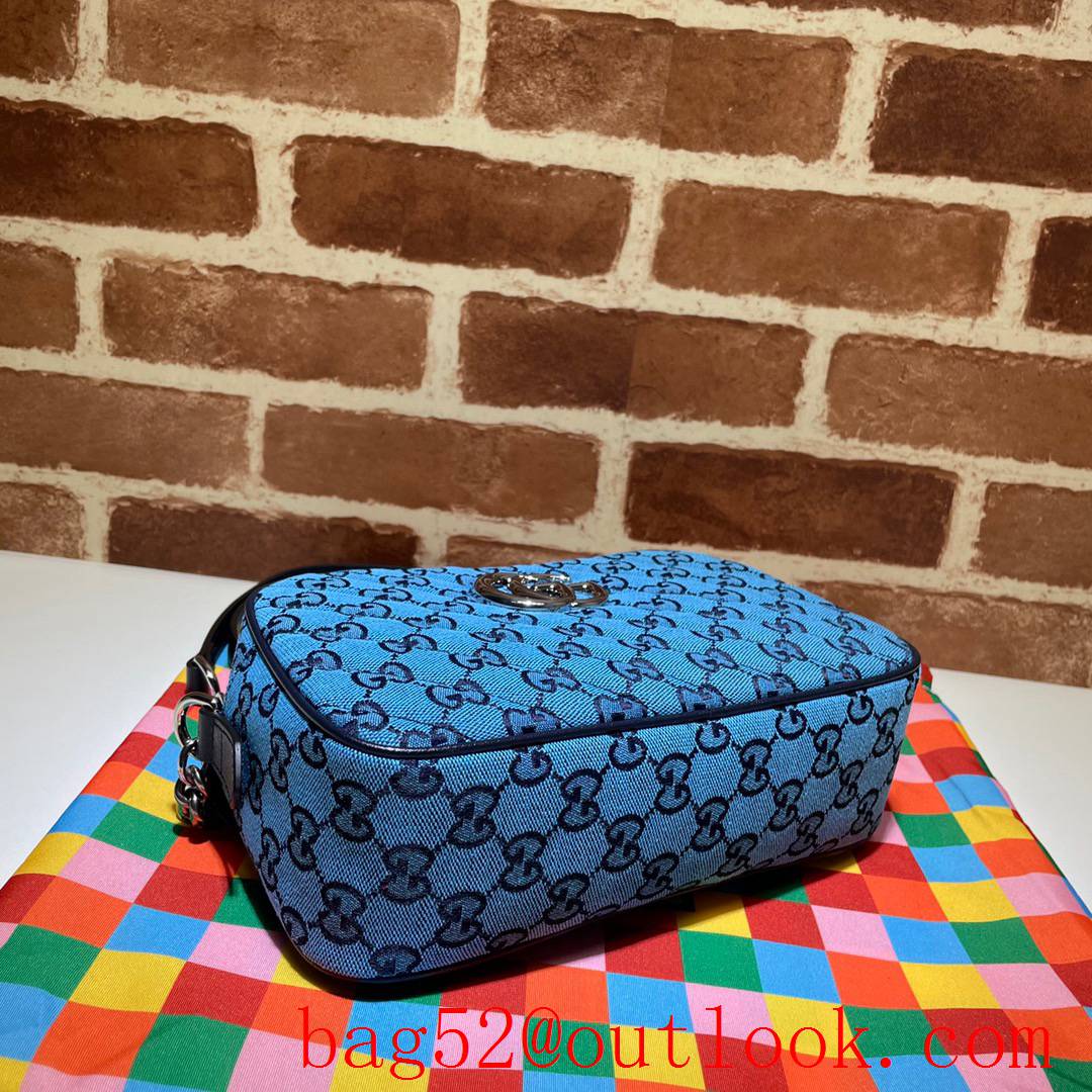 Gucci GG Marmont blue small Canvas chain Shoulder Bag purse