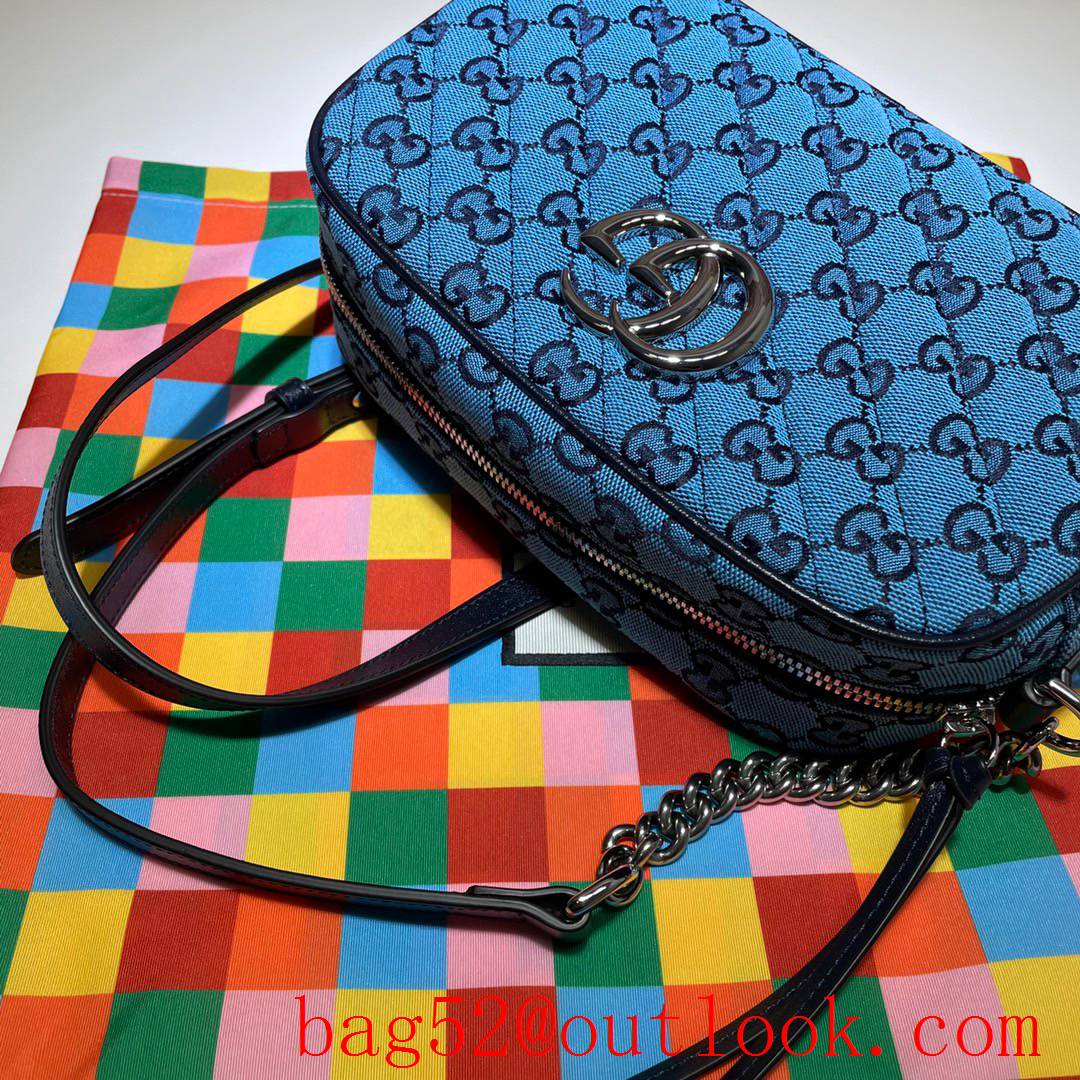 Gucci GG Marmont blue small Canvas chain Shoulder Bag purse