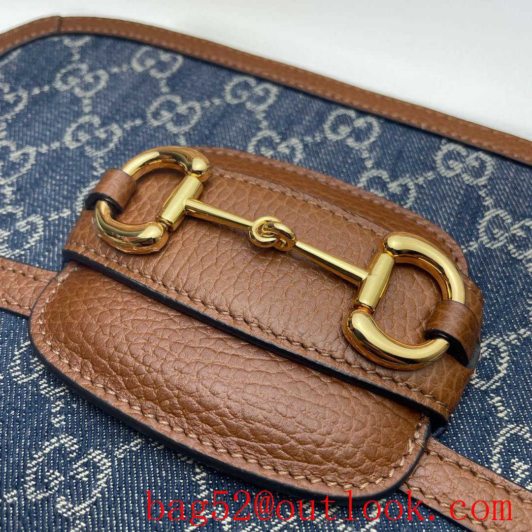 Gucci 1955 Horsebit blue Denim purse Shoulder Bag