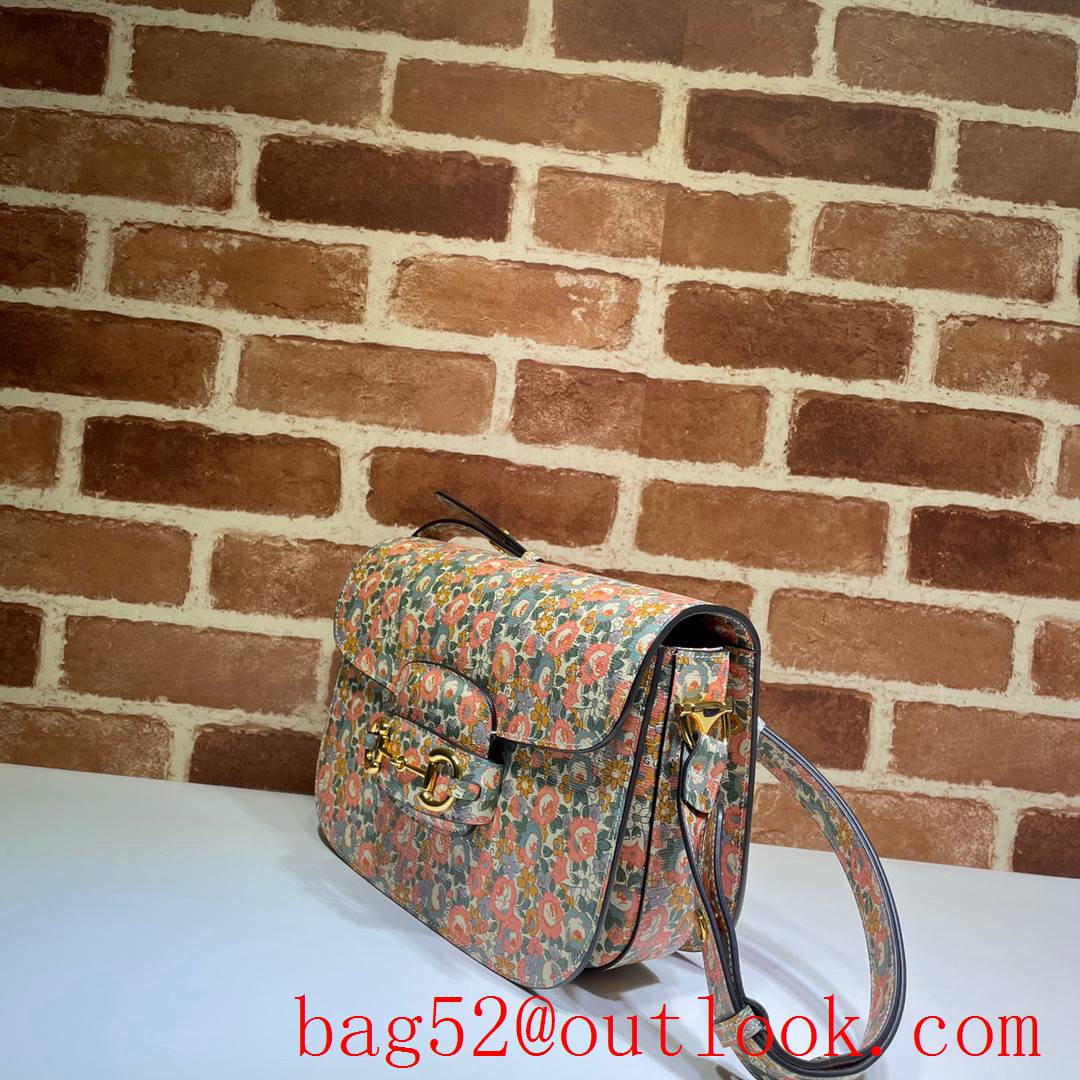 Gucci 1955 Horsebit leather Flowers Shoulder Bag 