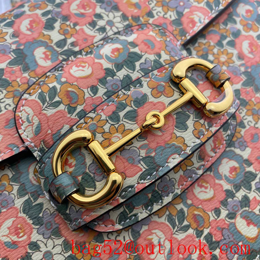 Gucci 1955 Horsebit leather Flowers Shoulder Bag 