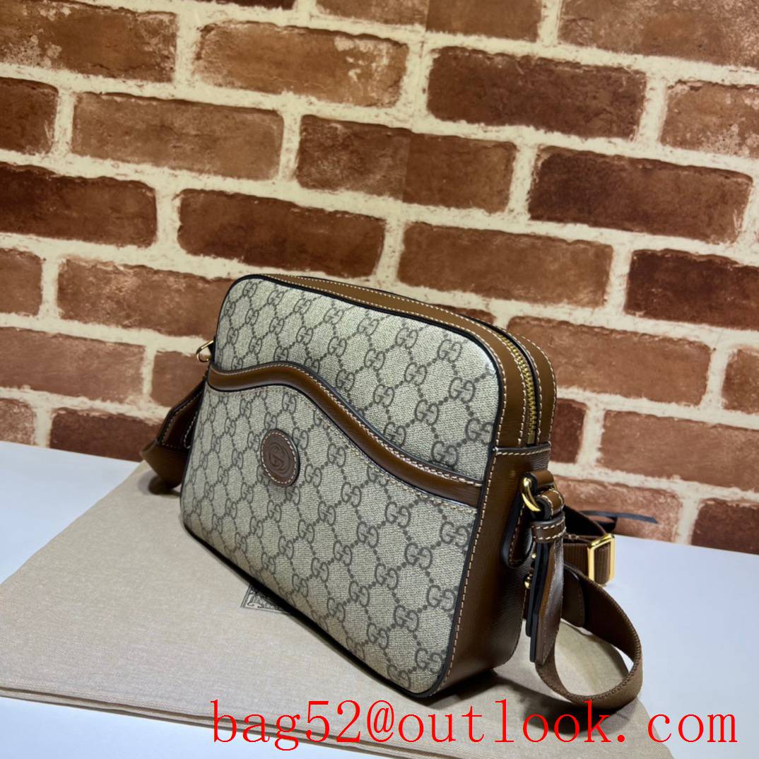 Gucci Retro Men calfskin v Canvas brown Messenger shoulder Bag