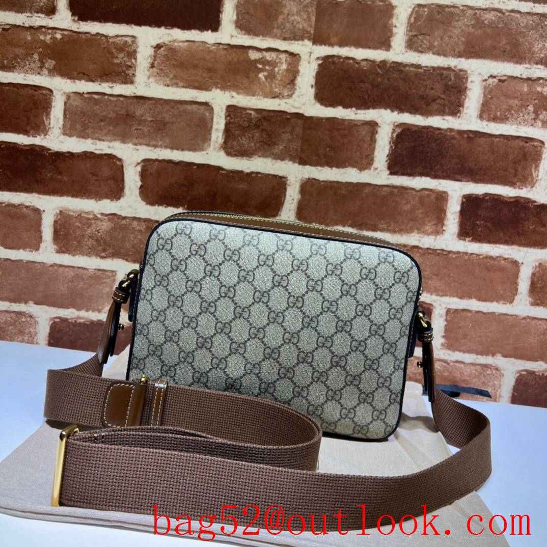 Gucci Retro Men calfskin v Canvas brown Messenger shoulder Bag