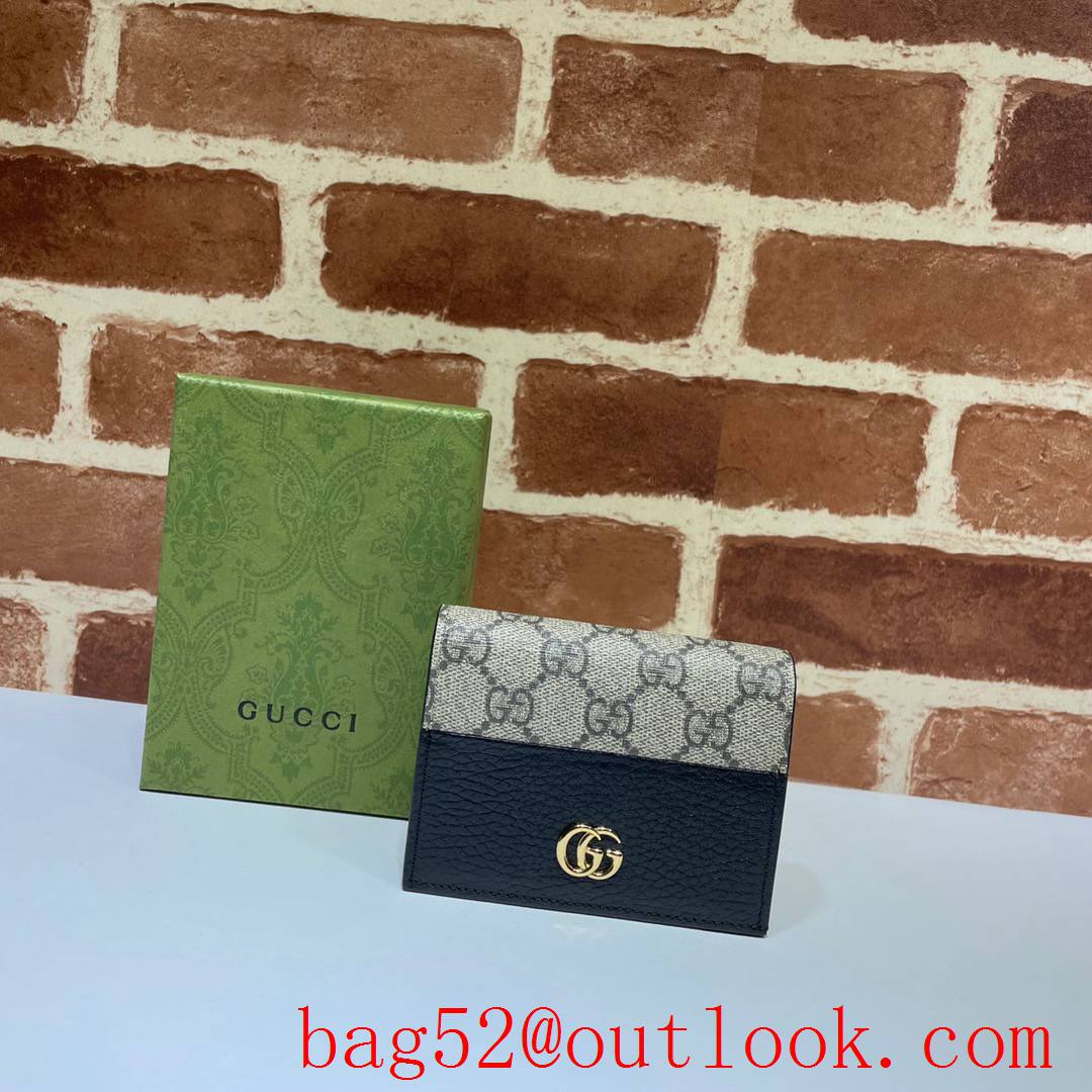 Gucci GG Marmont small black calfskin v Canvas Card Holder Purse wallet