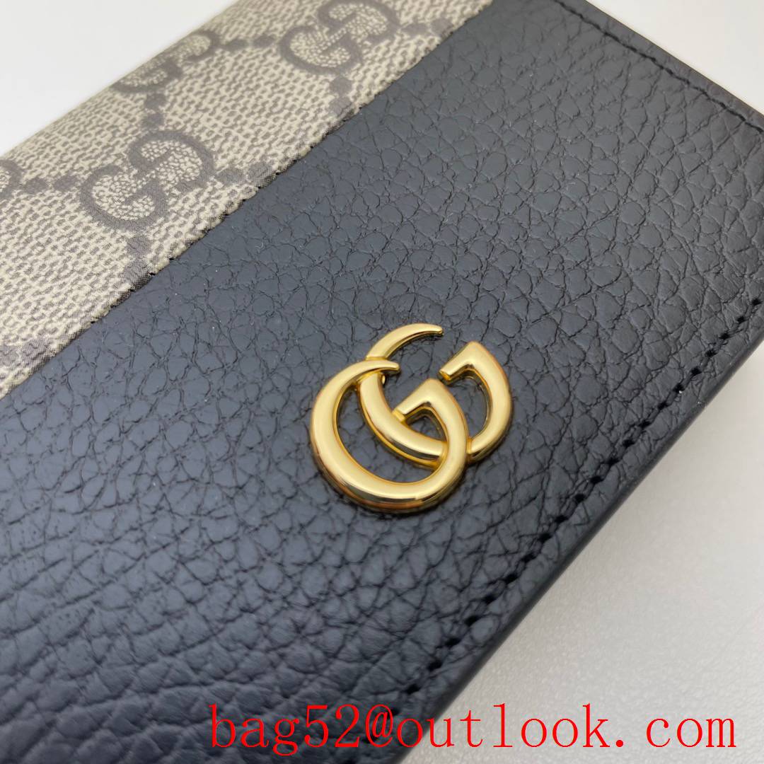 Gucci GG Marmont small black calfskin v Canvas Card Holder Purse wallet