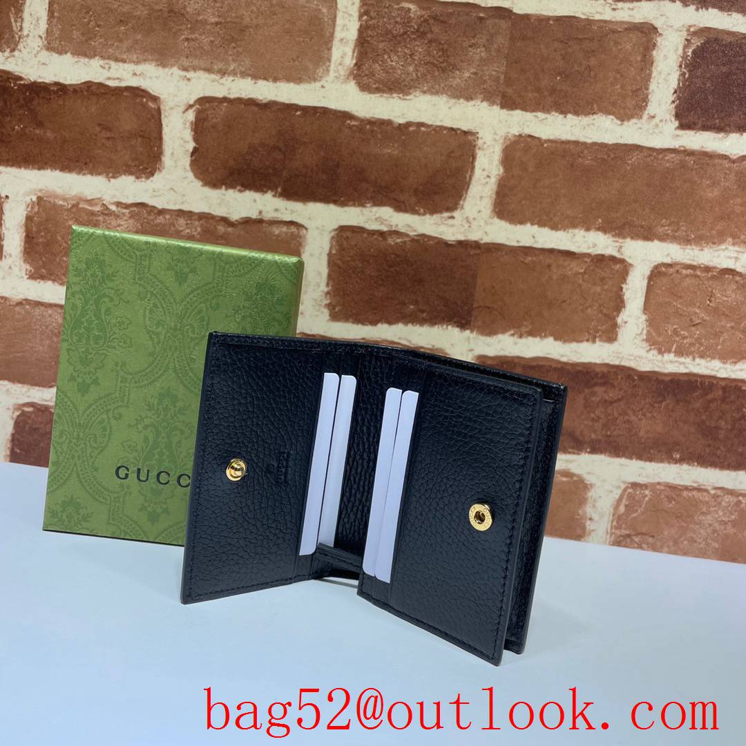 Gucci GG Marmont small black calfskin v Canvas Card Holder Purse wallet