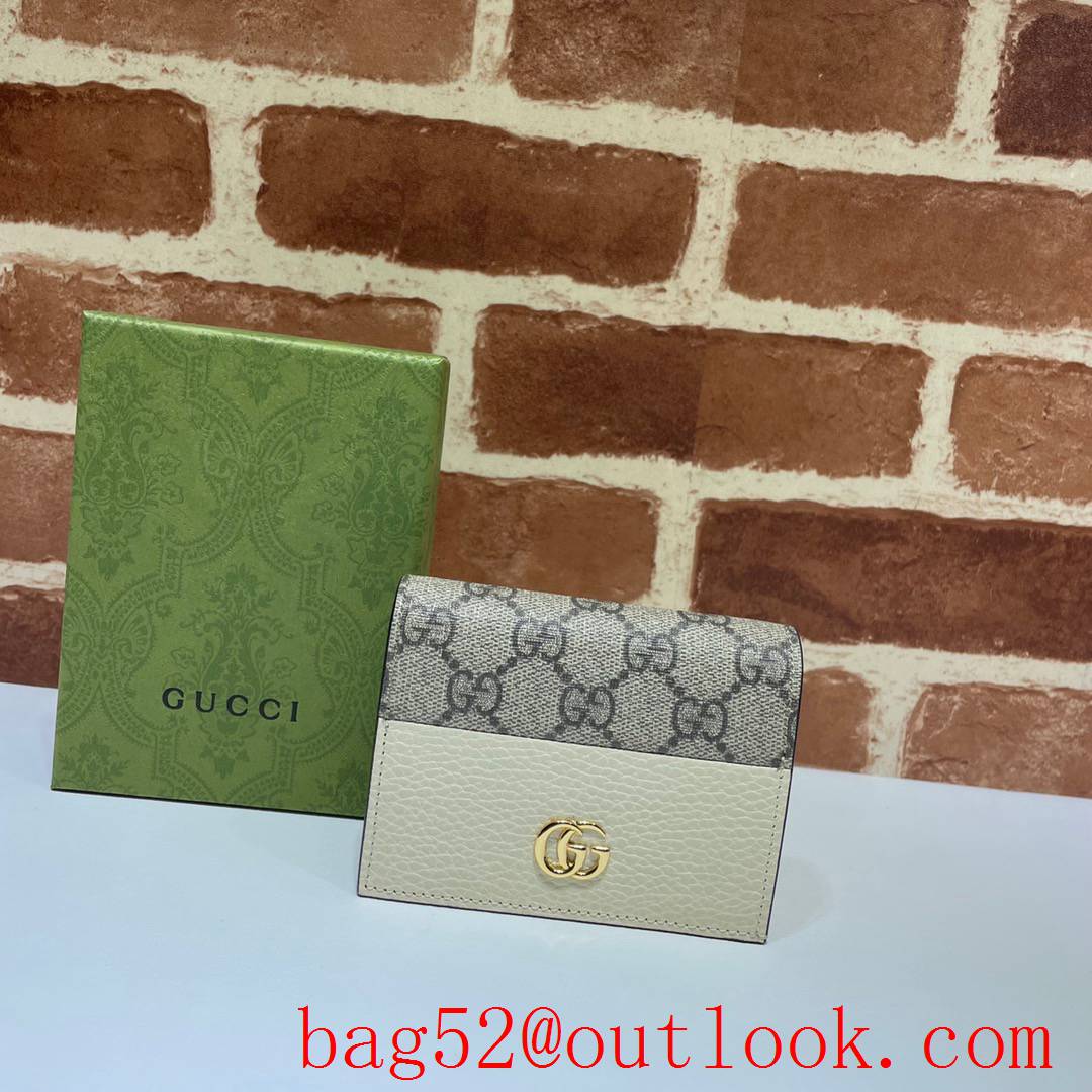 Gucci GG Marmont small cream calfskin v Canvas Card Holder Purse wallet