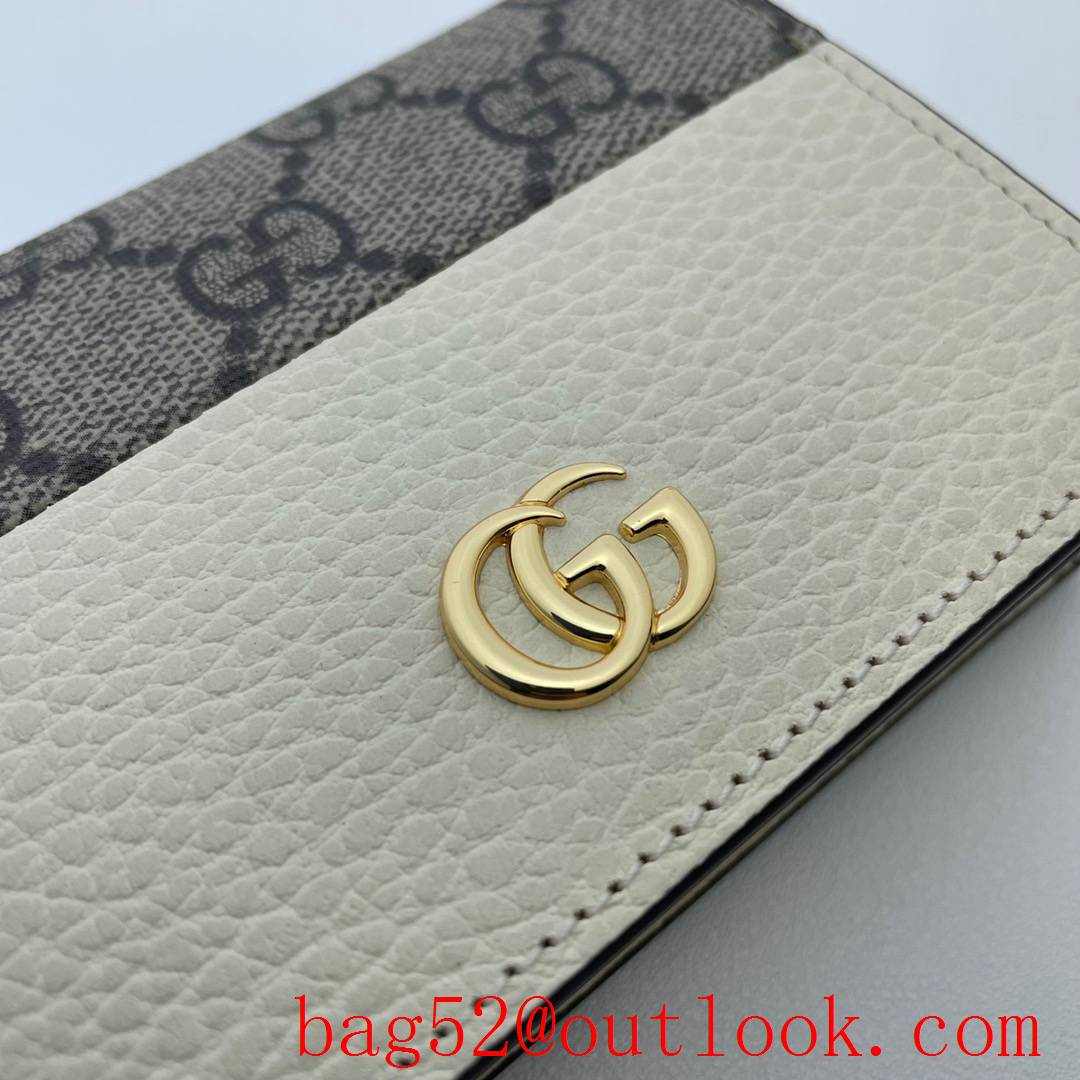 Gucci GG Marmont small cream calfskin v Canvas Card Holder Purse wallet