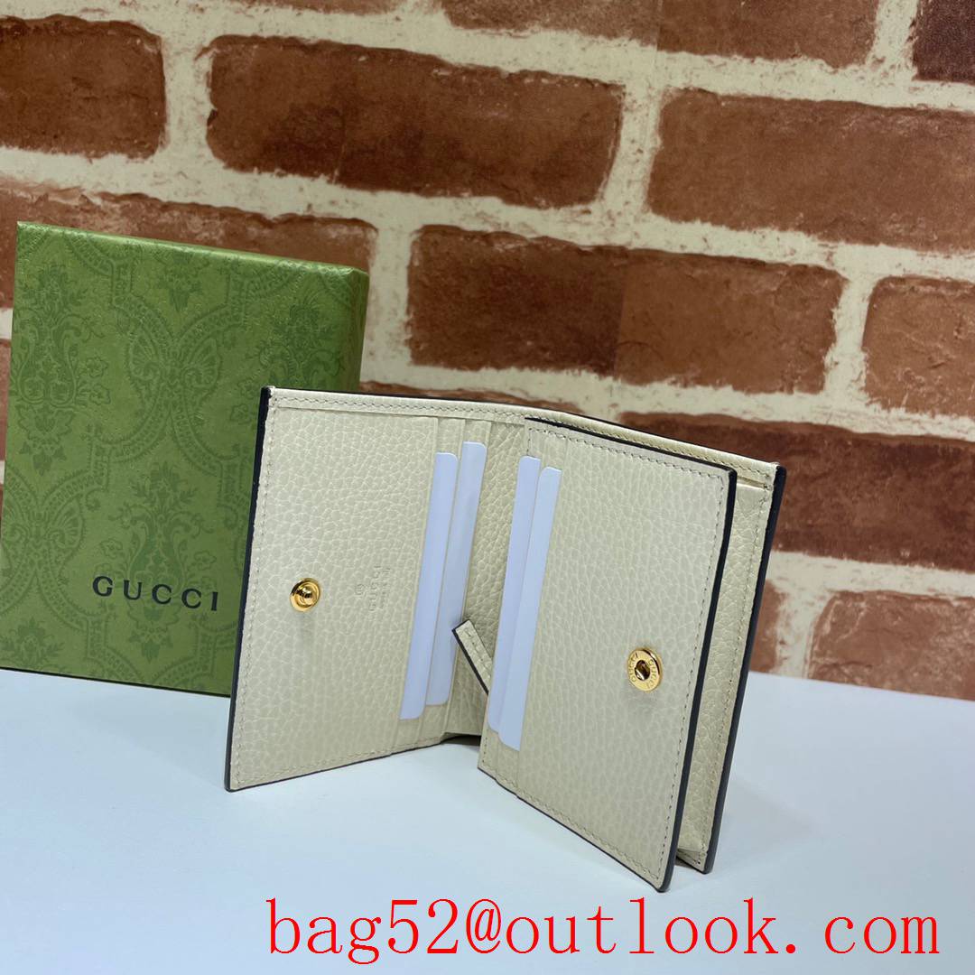 Gucci GG Marmont small cream calfskin v Canvas Card Holder Purse wallet