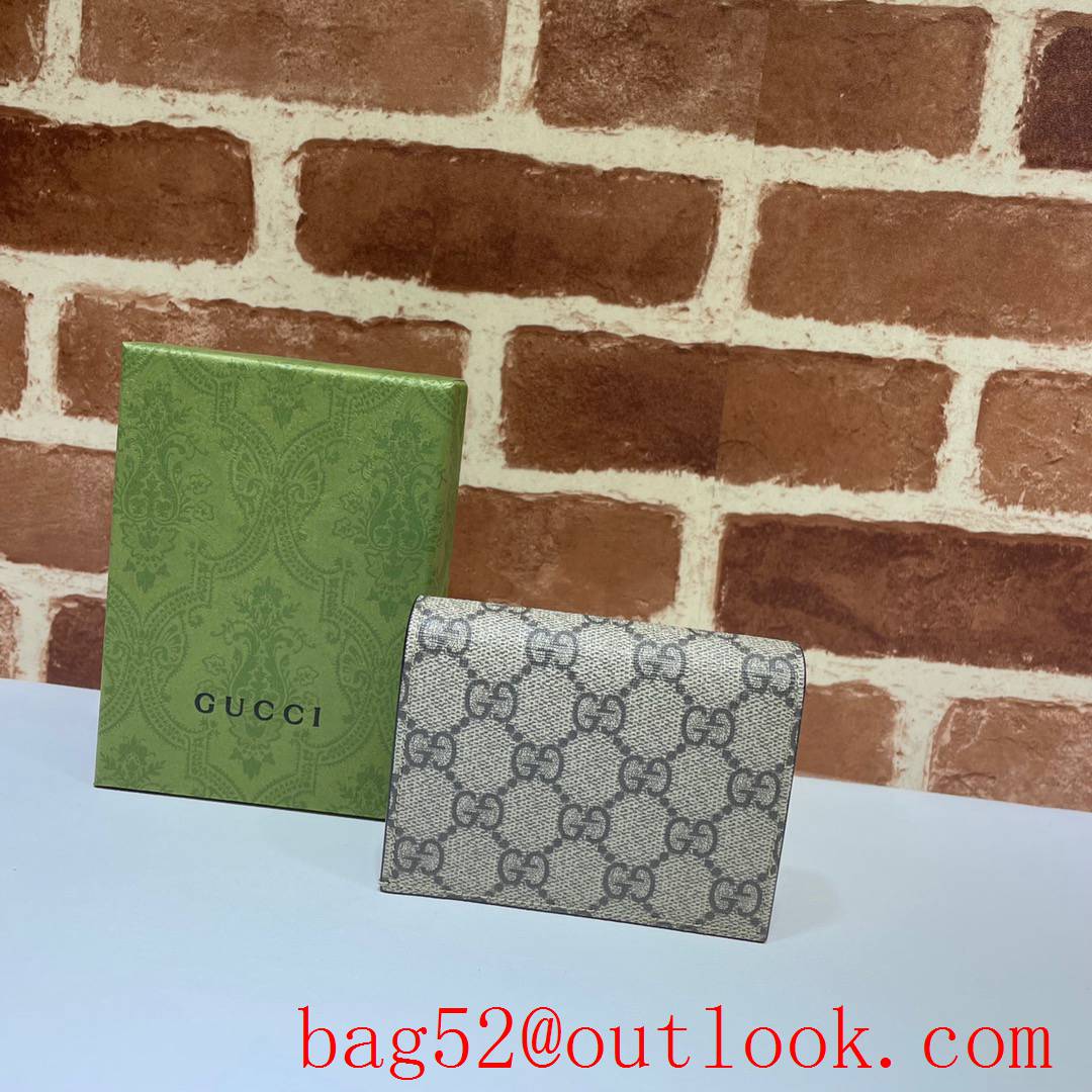 Gucci GG Marmont small pink calfskin v Canvas Card Holder Purse wallet