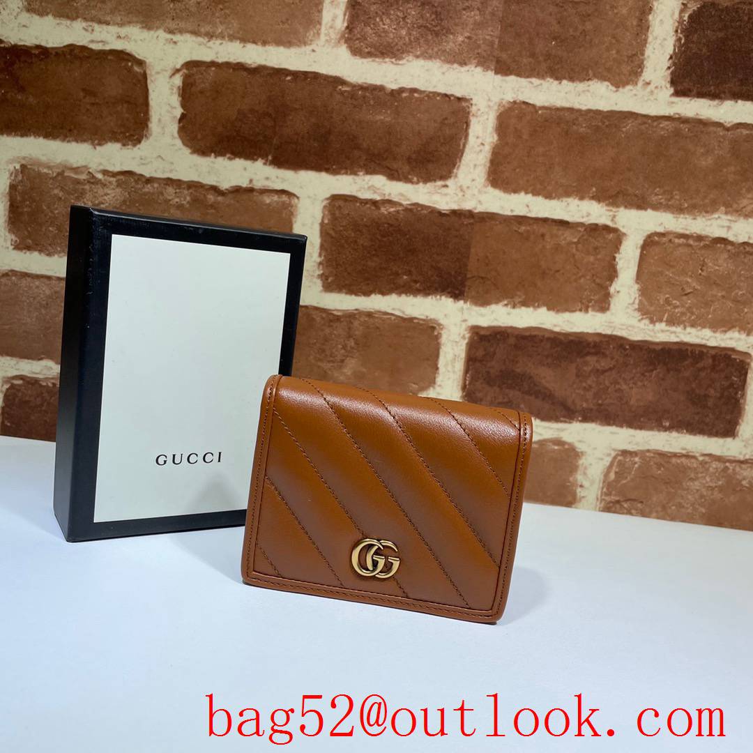 Gucci GG Marmont small brown Quilted calfskin Purse Card Holder Wallet