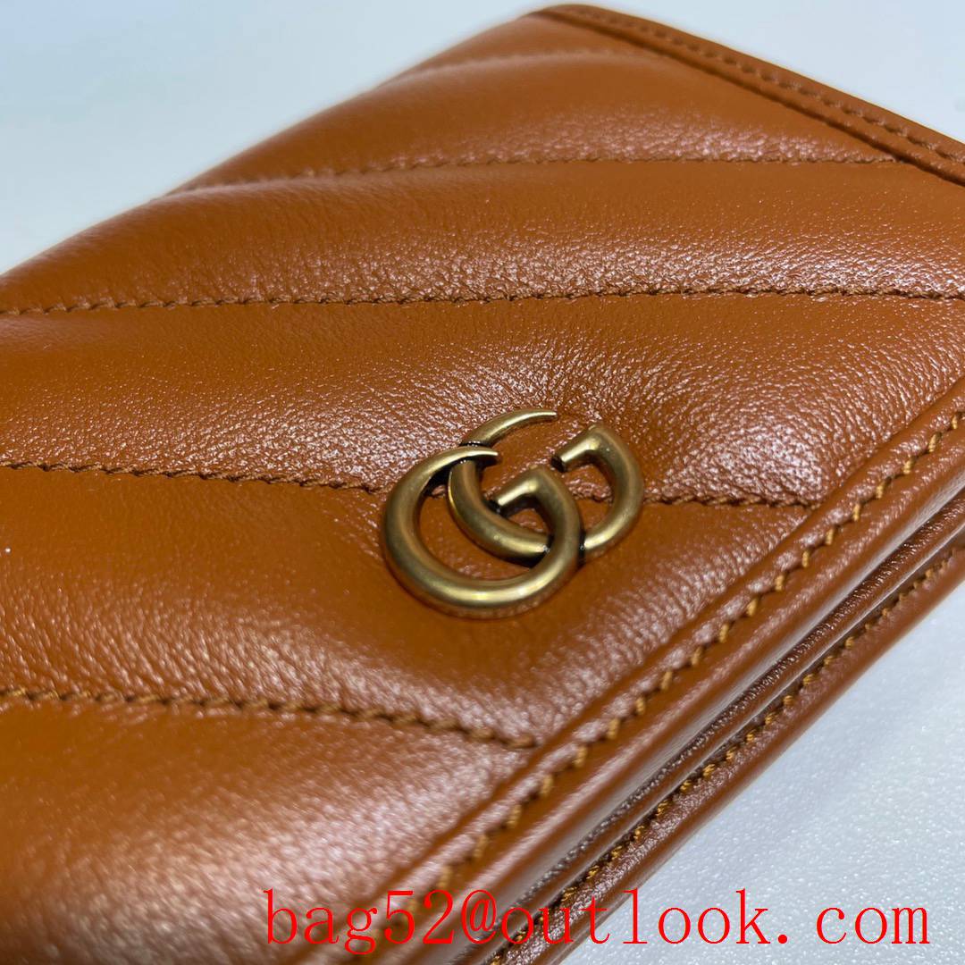 Gucci GG Marmont small brown Quilted calfskin Purse Card Holder Wallet