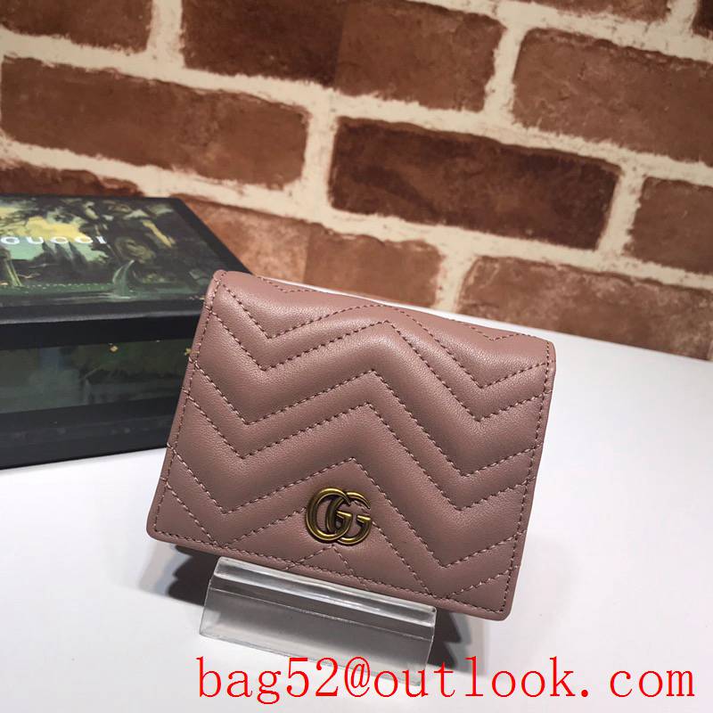 Gucci GG Marmont small nude Quilted calfskin Purse Card Holder Wallet