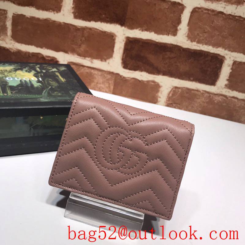 Gucci GG Marmont small nude Quilted calfskin Purse Card Holder Wallet