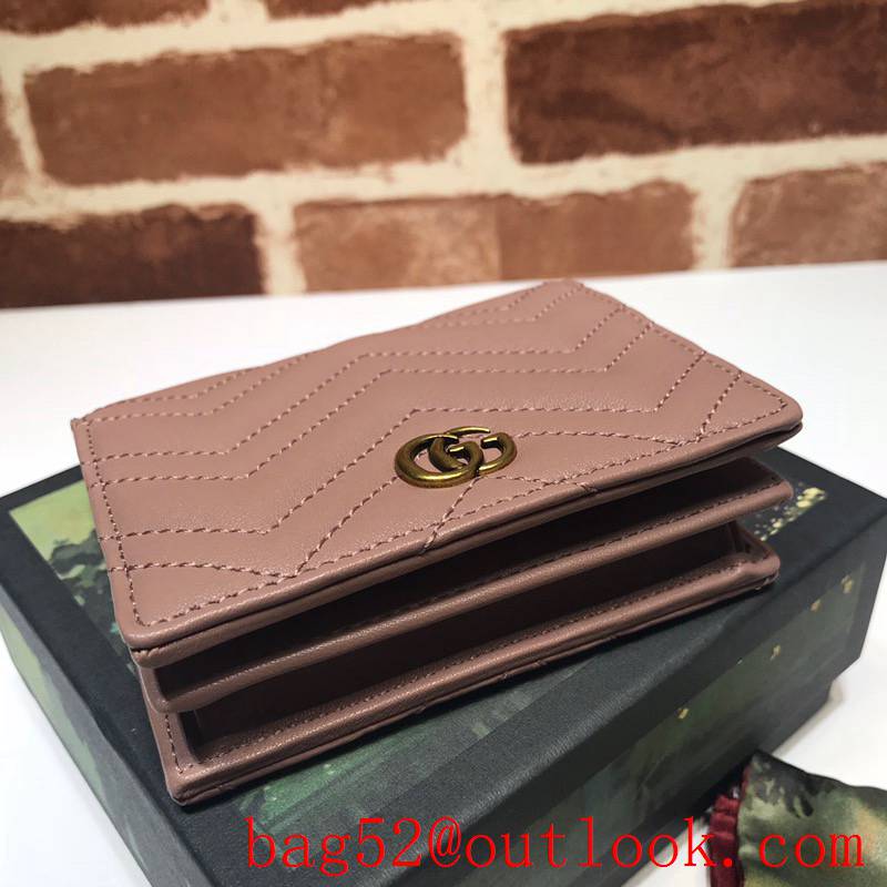 Gucci GG Marmont small nude Quilted calfskin Purse Card Holder Wallet