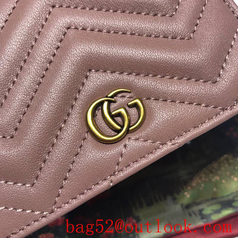 Gucci GG Marmont small nude Quilted calfskin Purse Card Holder Wallet