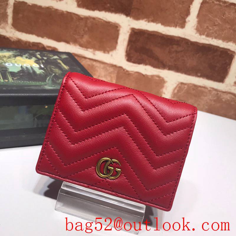 Gucci GG Marmont small red Quilted calfskin Purse Card Holder Wallet