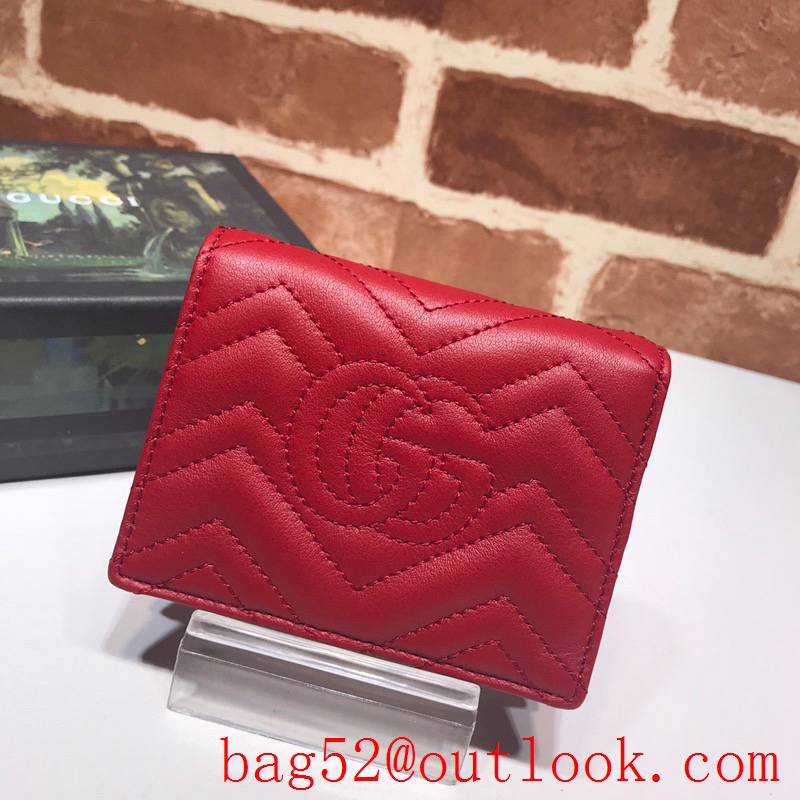 Gucci GG Marmont small red Quilted calfskin Purse Card Holder Wallet