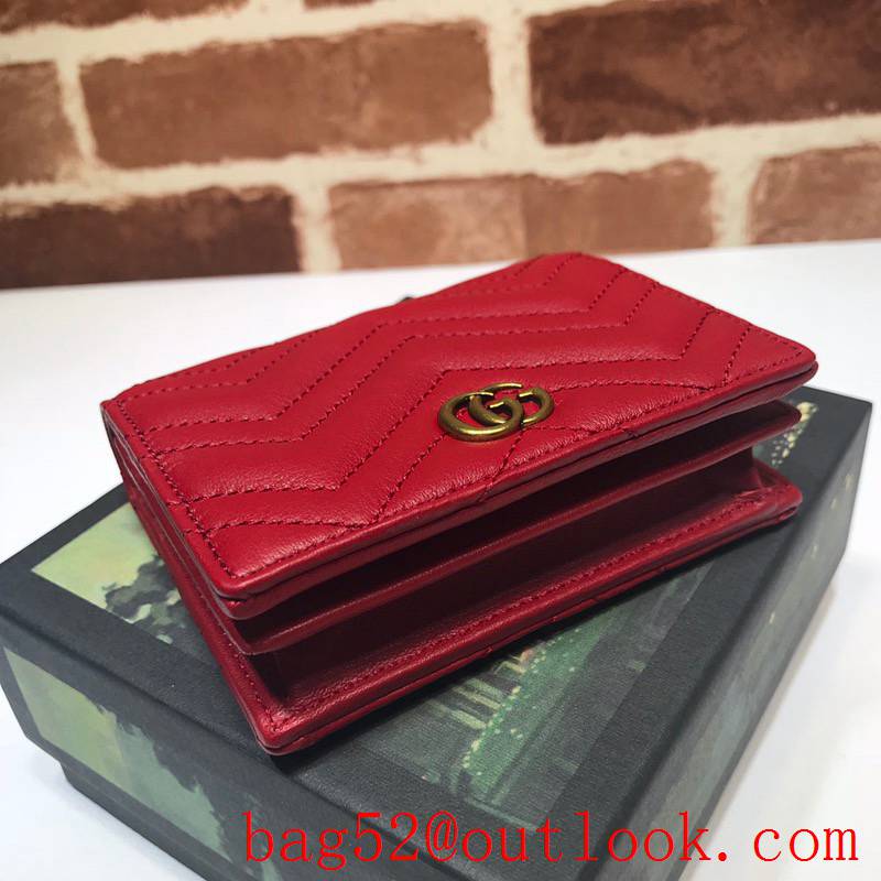 Gucci GG Marmont small red Quilted calfskin Purse Card Holder Wallet