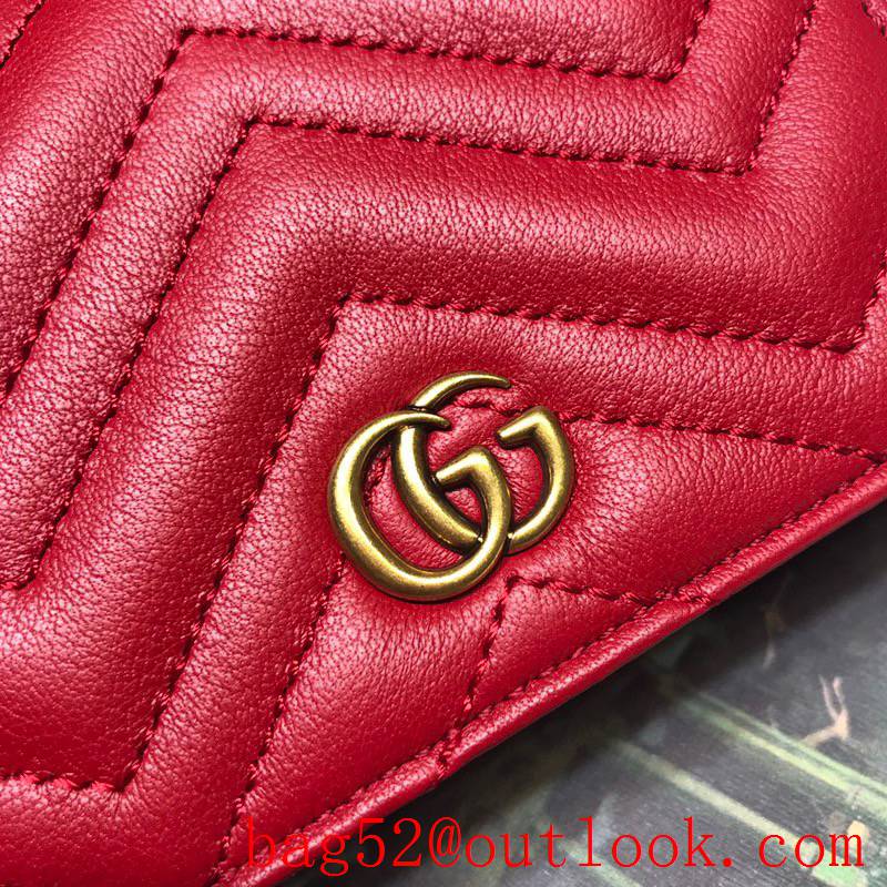 Gucci GG Marmont small red Quilted calfskin Purse Card Holder Wallet