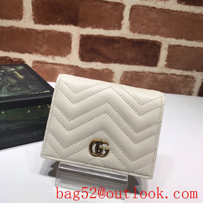 Gucci GG Marmont small cream Quilted calfskin Purse Card Holder Wallet