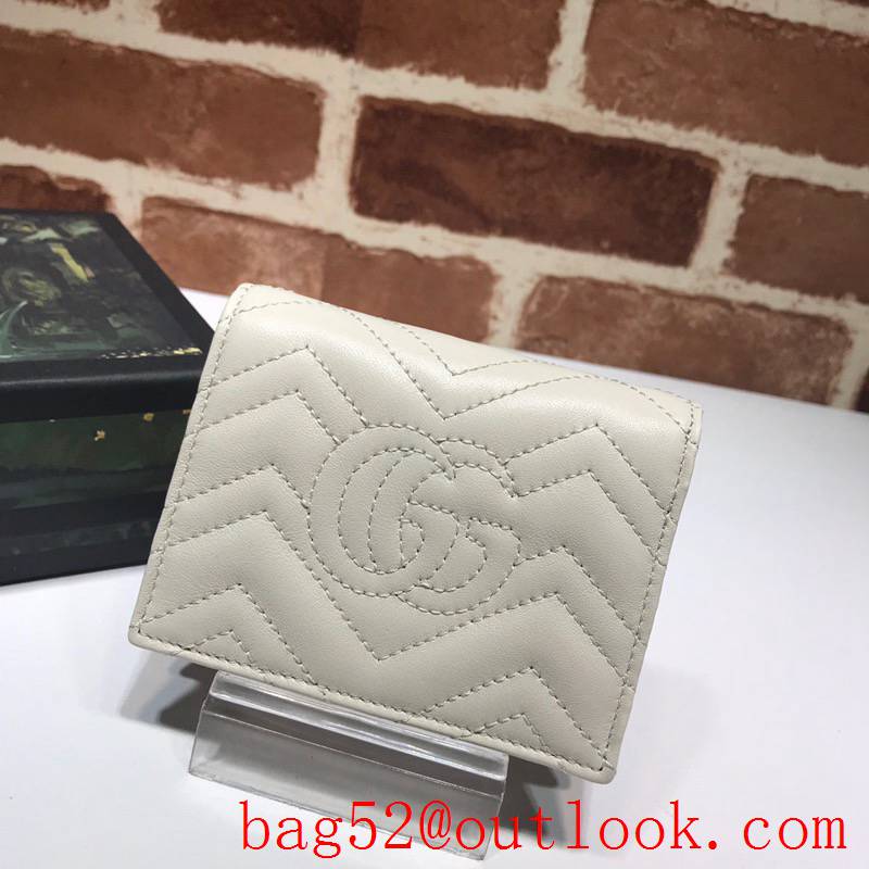 Gucci GG Marmont small cream Quilted calfskin Purse Card Holder Wallet