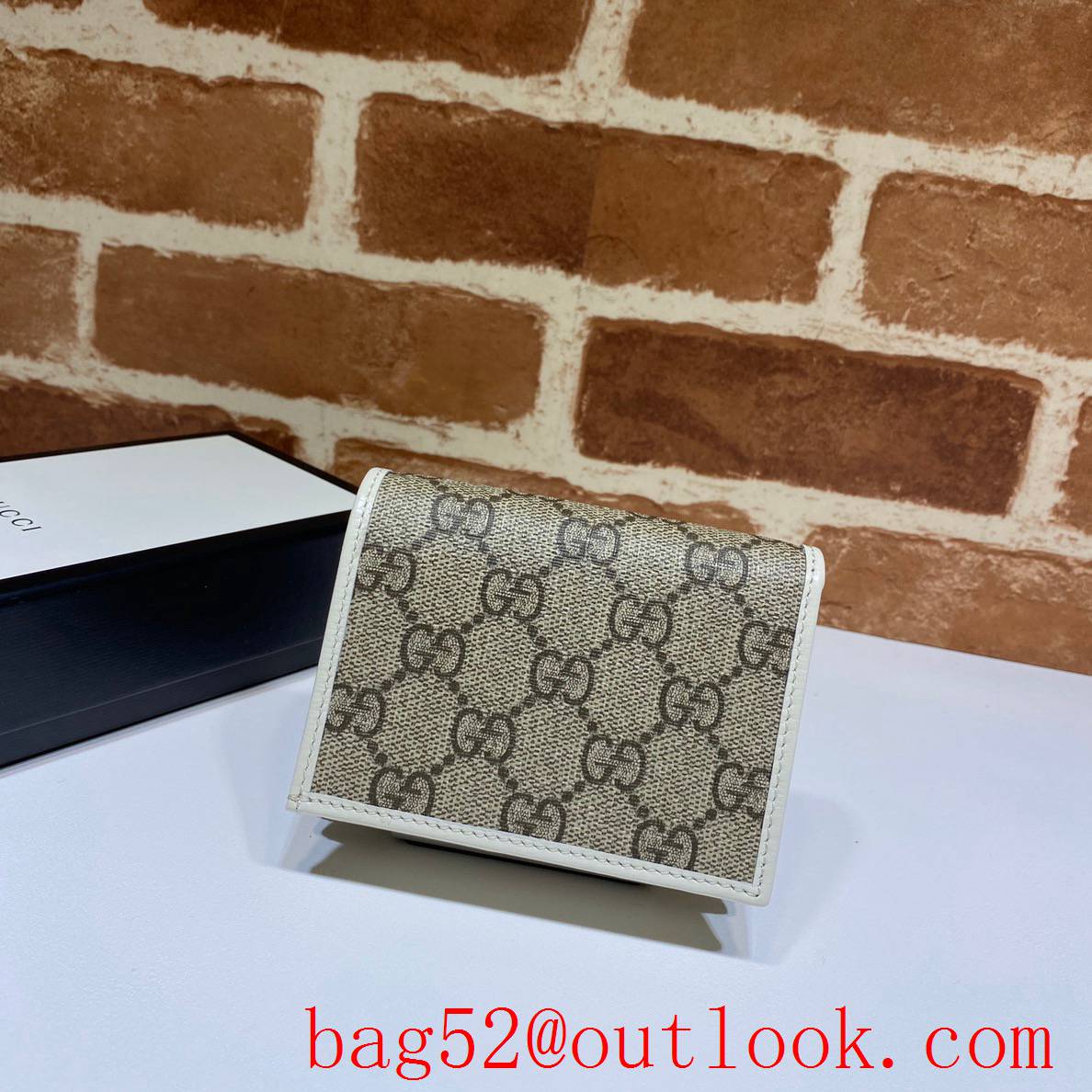 Gucci 1955 Horsebit small cream leather v Canvas Purse Card Holder Wallet