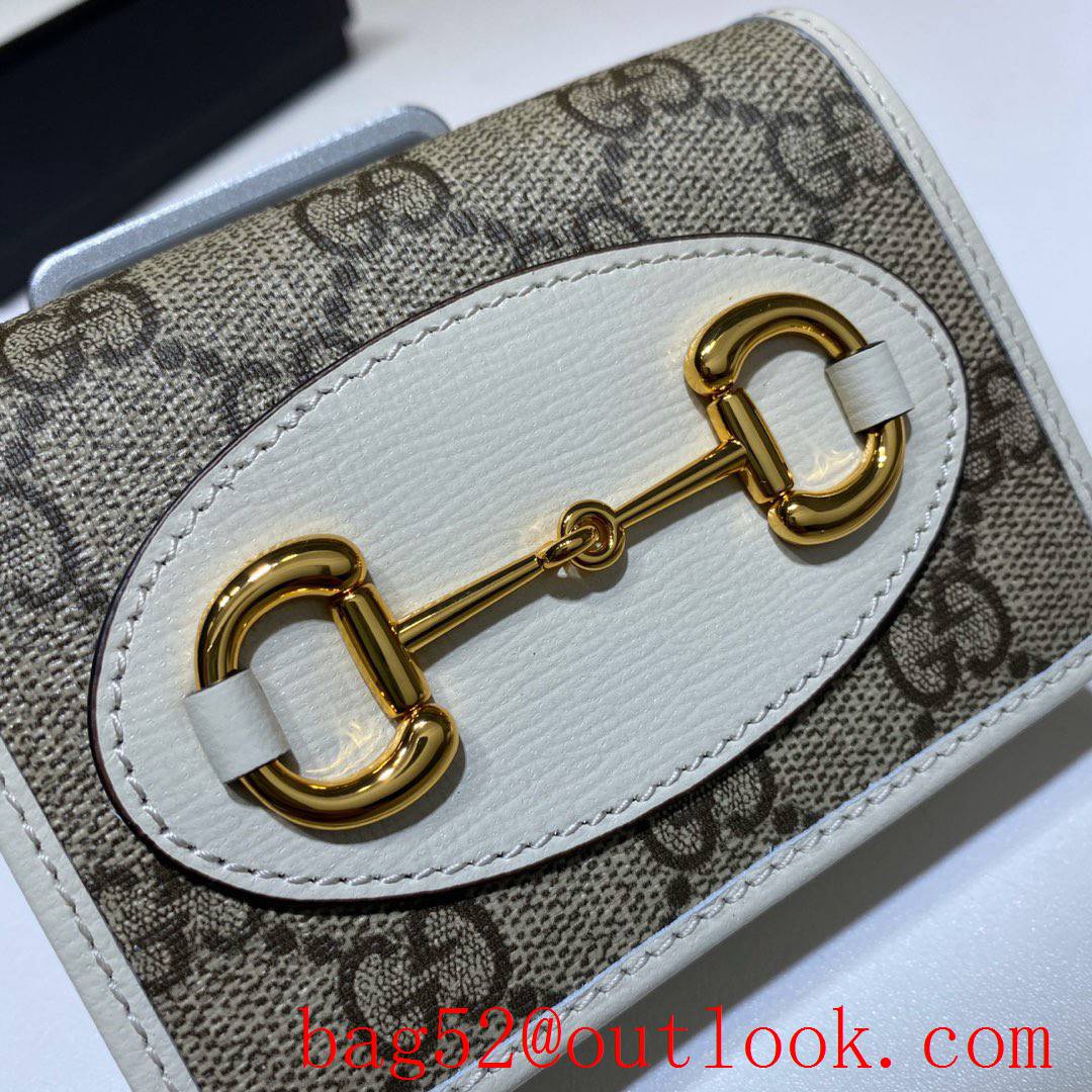 Gucci 1955 Horsebit small cream leather v Canvas Purse Card Holder Wallet