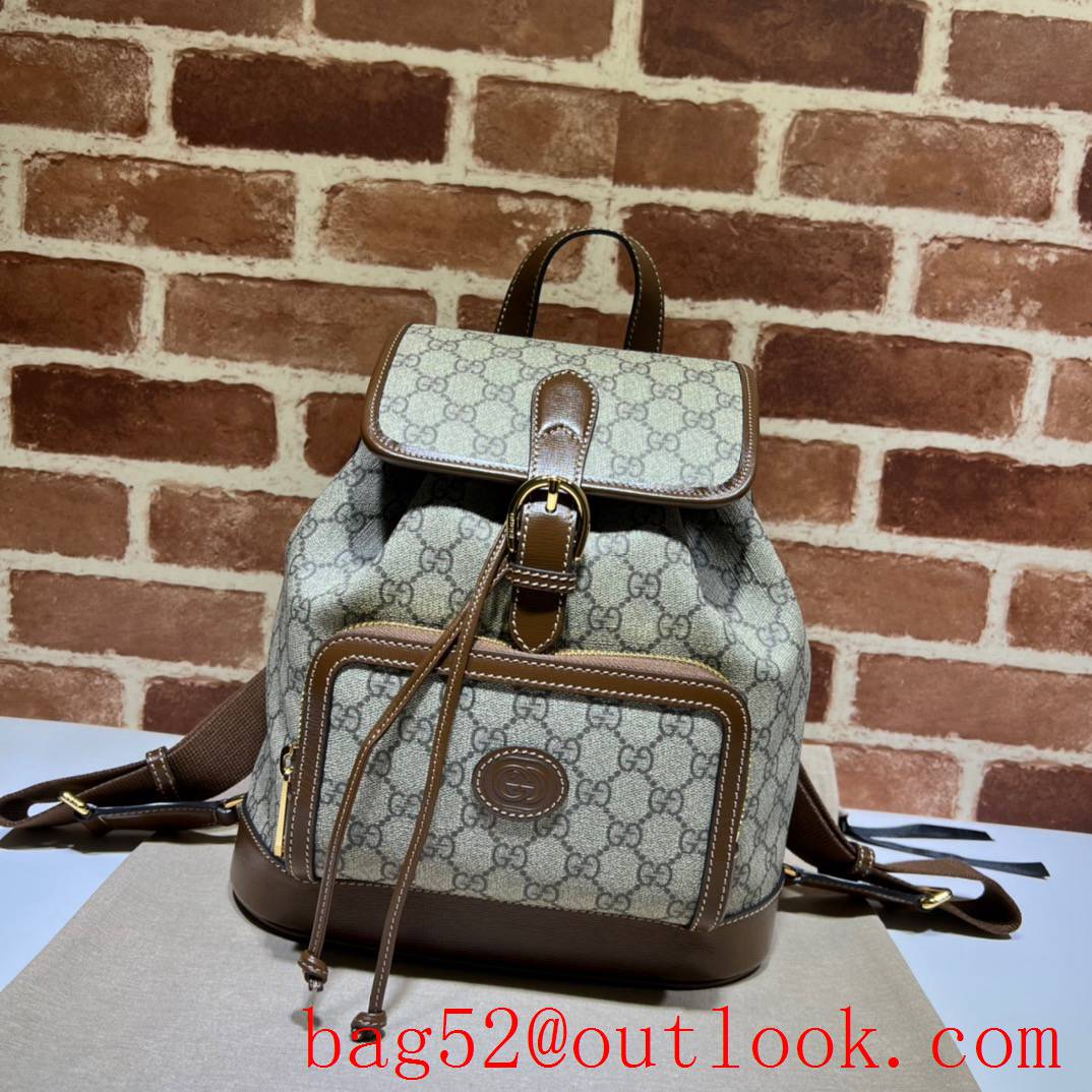 Gucci GG Retro small Men Canvas v brown leather Backpack Bag