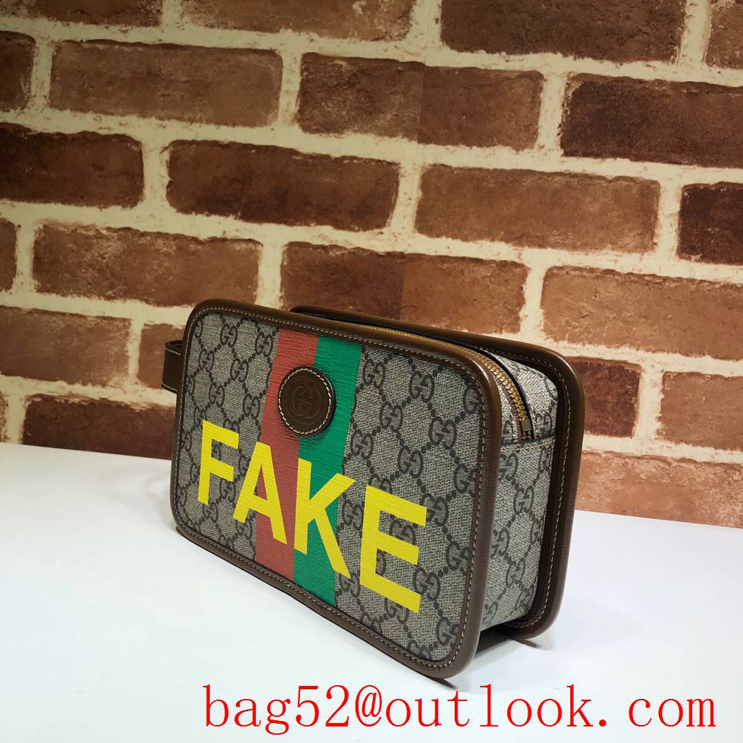 Gucci Men small Cosmetic Print not fake Canvas Clutch Bag purse
