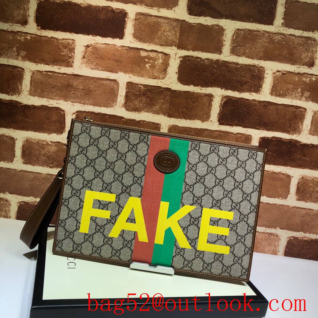 Gucci Men Canvas print not fake Clutch bag purse