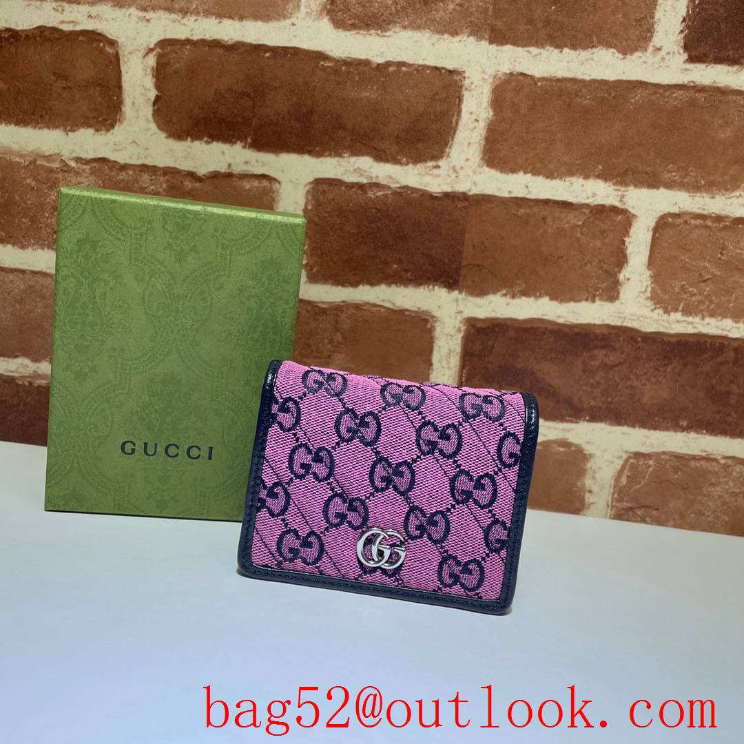 Gucci GG Marmont purple Canvas Card Holder Purse Wallet