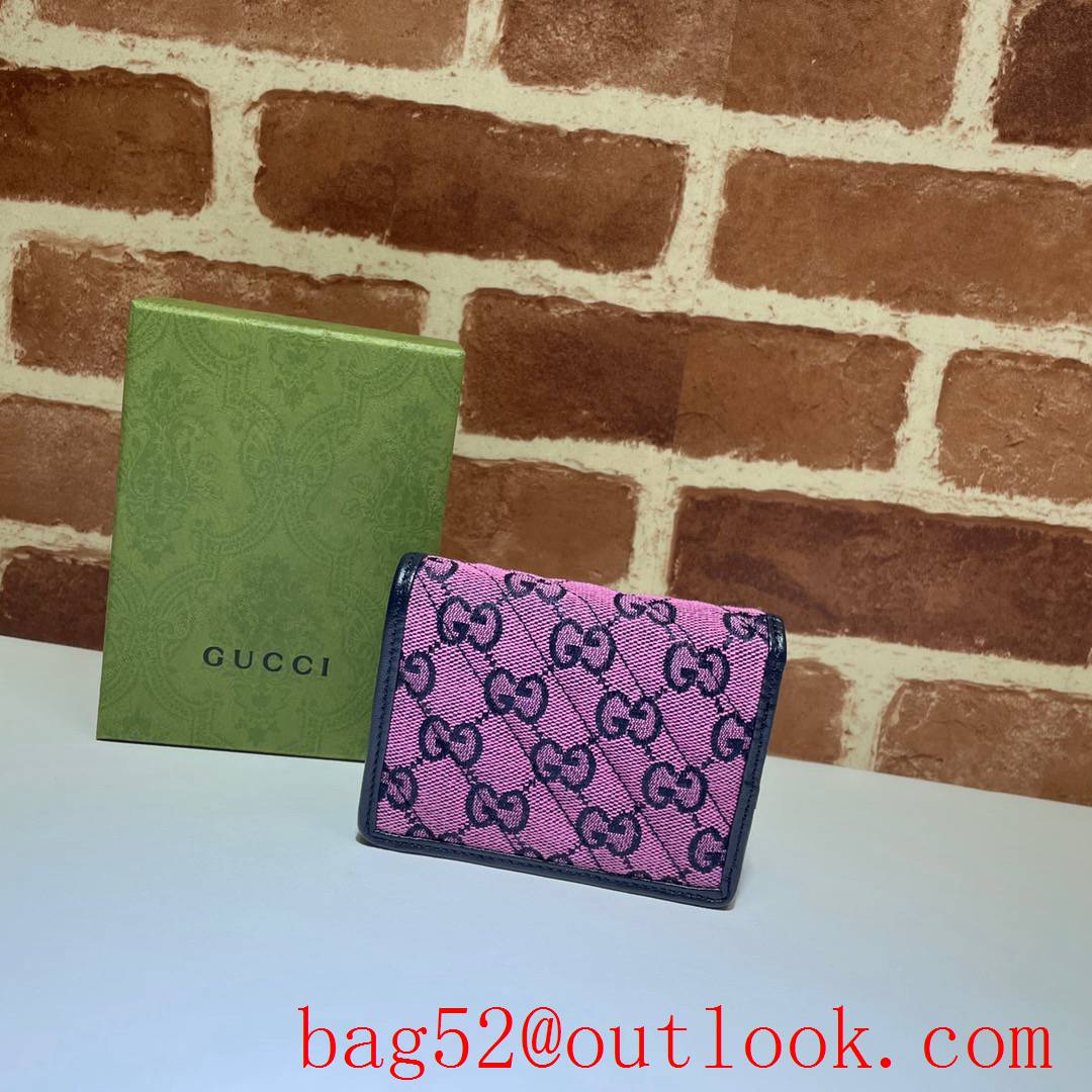 Gucci GG Marmont purple Canvas Card Holder Purse Wallet 