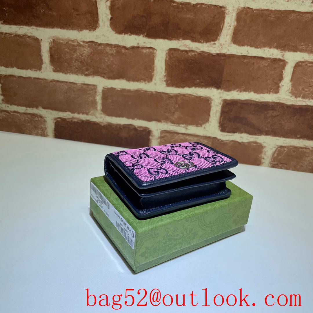 Gucci GG Marmont purple Canvas Card Holder Purse Wallet 