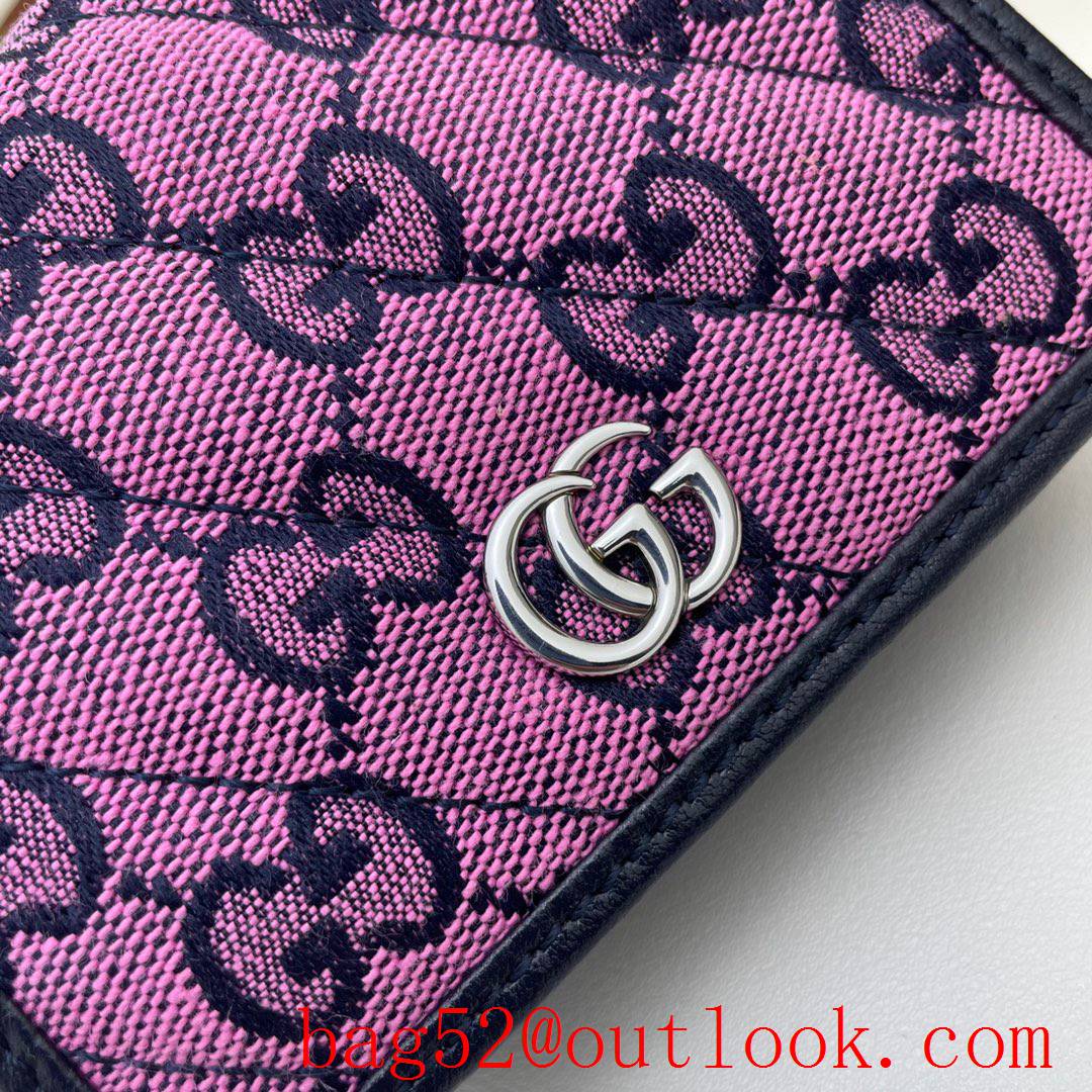 Gucci GG Marmont purple Canvas Card Holder Purse Wallet 