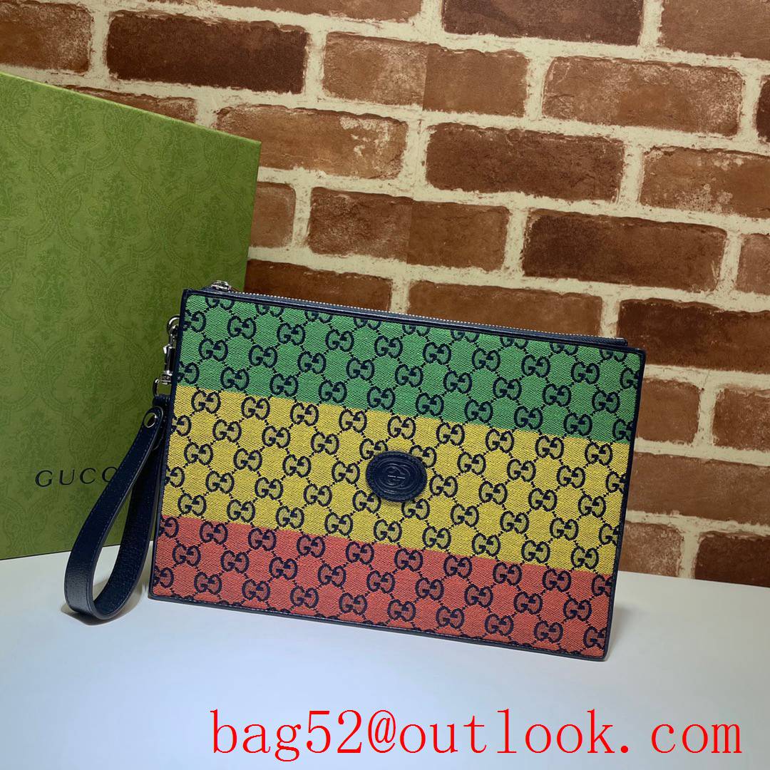 Gucci GG Men rainbow Canvas purse Clutch