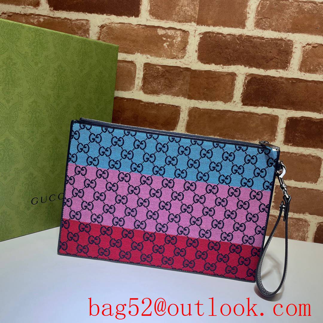 Gucci GG Men rainbow Canvas purse Clutch